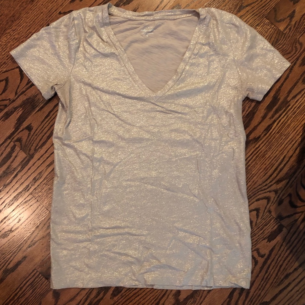 J. Crew Vintage Cotton V-Neck in Metallic Blush
